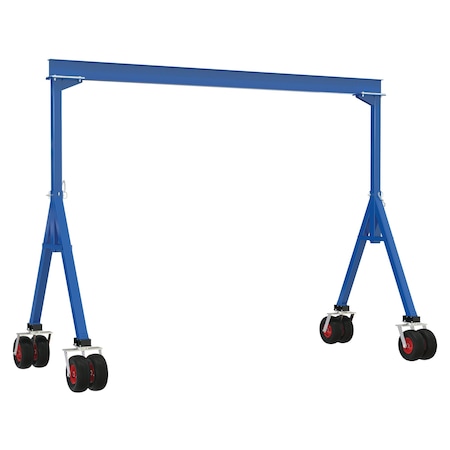 Vestil Steel Fixed Height Gantry Crane with Pneumatic Rubber Casters 15 Ft. 4000 Lb. Capacity Blue FHS-4-15-PNU